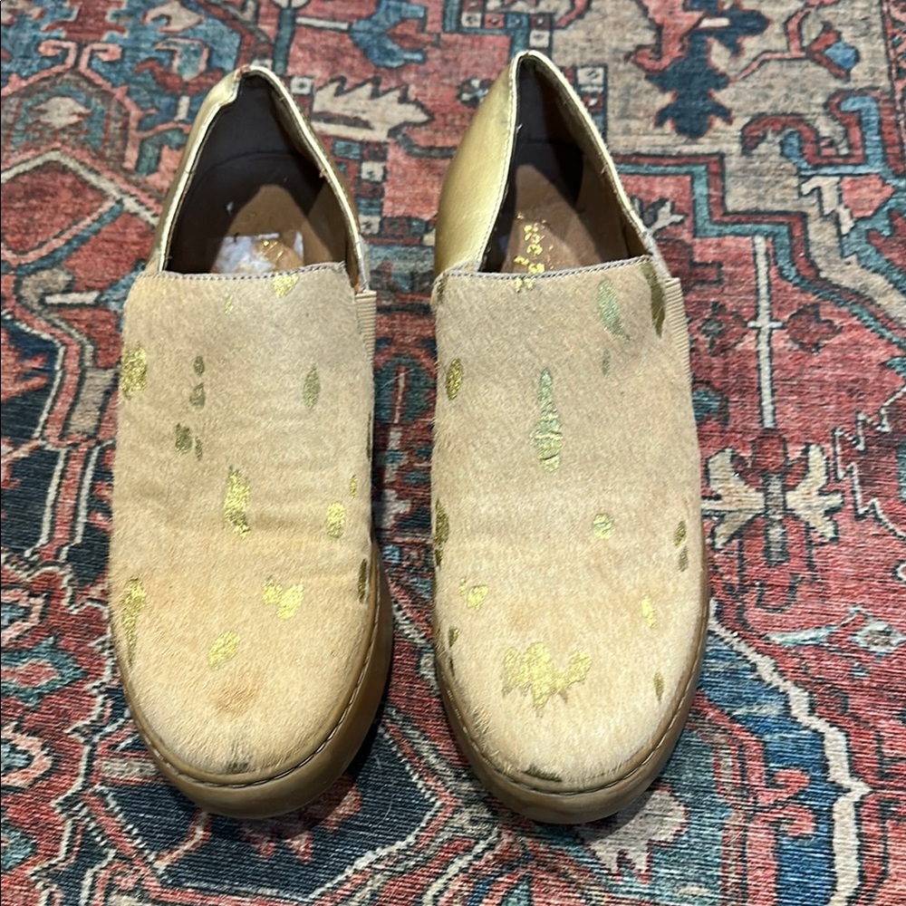 Gold and Tan calf hair Slip-On Shoes